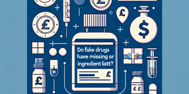 Do fake drugs often have missing or incorrect ingredient lists?