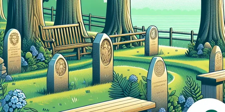 What types of memorials are allowed in woodland burial sites?