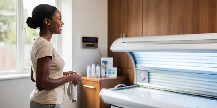 Are there any benefits to using sunbeds for acne treatment?