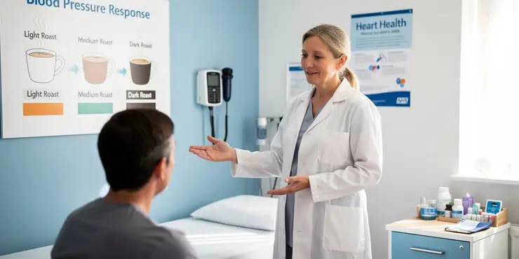 Does dark roast coffee have a different effect on blood pressure compared to light roast?