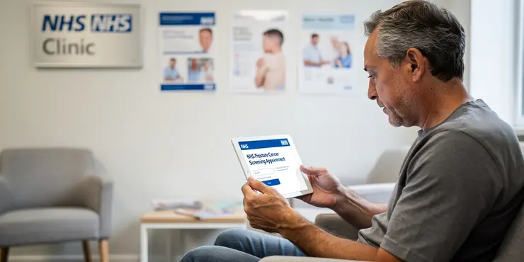 Does the NHS offer online appointment booking for prostate cancer screenings?