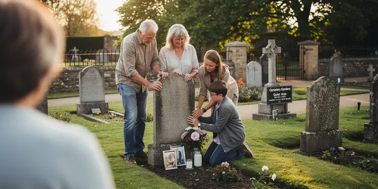 How are burial plots marked?