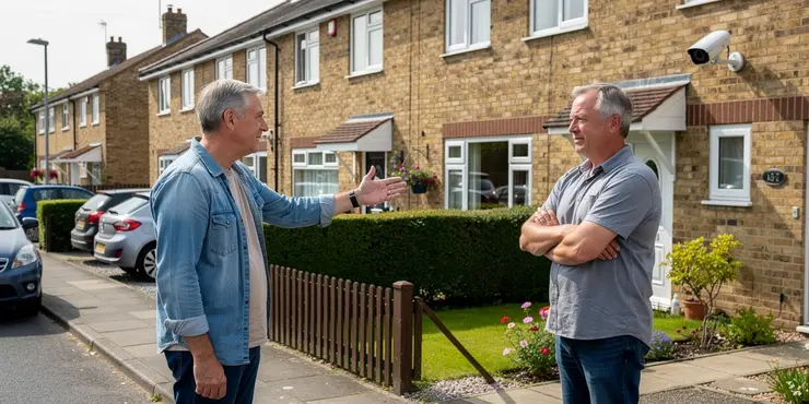 How can I stop my neighbour's security camera pointing at my property?