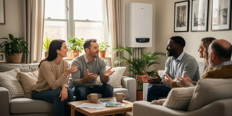 How can a heat pump lower home energy bills compared with a furnace or baseboard heater?