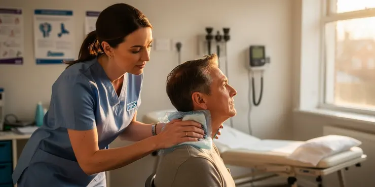 How can ice help with whiplash symptoms?