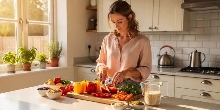 How can vegetarian or vegan protein intake be balanced with calorie needs?