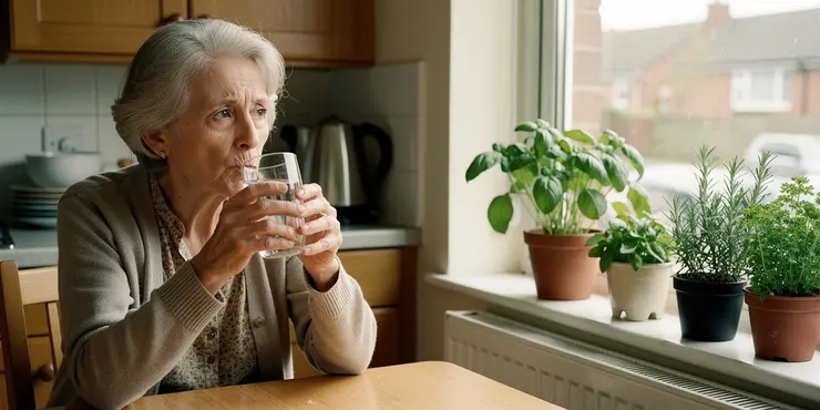 How does dehydration affect gut health in the elderly?