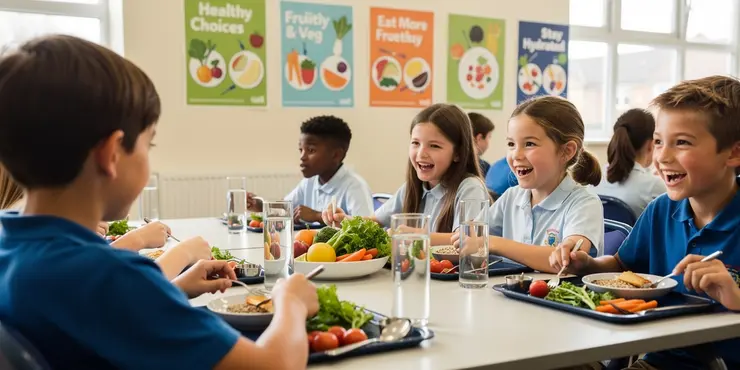 Is there a focus on healthy eating in UK school meals?