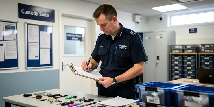 What is an inventory in a police custody search?