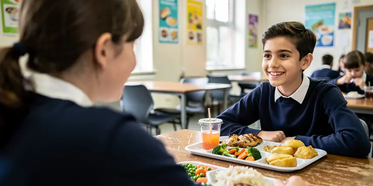 What is included in a typical school meal in the UK?