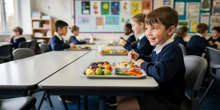 What is the average cost of a school meal in the UK?