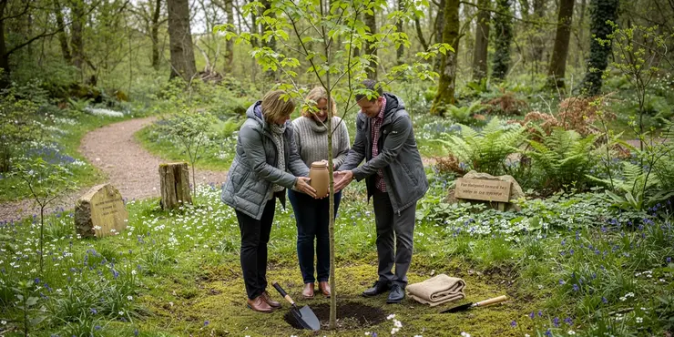 What is the difference between a woodland and natural burial?