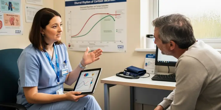 What is the normal pattern of cortisol secretion throughout the day?