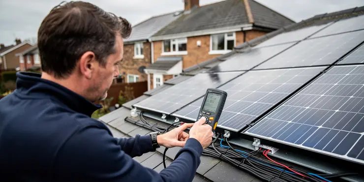 What monitoring duties are part of solar panel maintenance requirements?