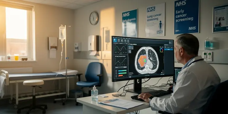 Which types of imaging data are analyzed by AI for lung cancer detection?